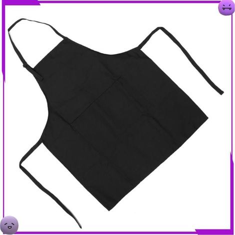 Tablier - Unisexe - Noir uni - Anti-graisse et anti-taches - Tour de cou réglable, lavable en machine (1/5)