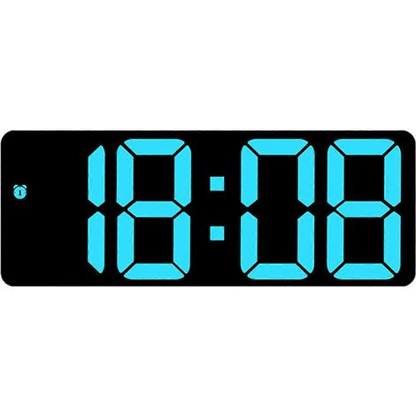 Réveil numérique avec grand écran, fonction snooze, facile à lire, réveil LED de bureau multifonctionnel, fournitures de bureau, bleu lac. (1/5)