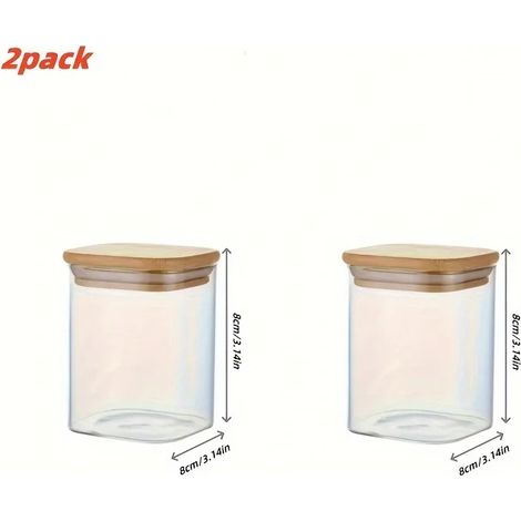 (400 ml - 2 bouteilles) Bocaux carrés en verre hermétiques avec couvercles, adaptés au stockage du café, des biscuits, des bonbons et des condiments de cuisine. (1/5)