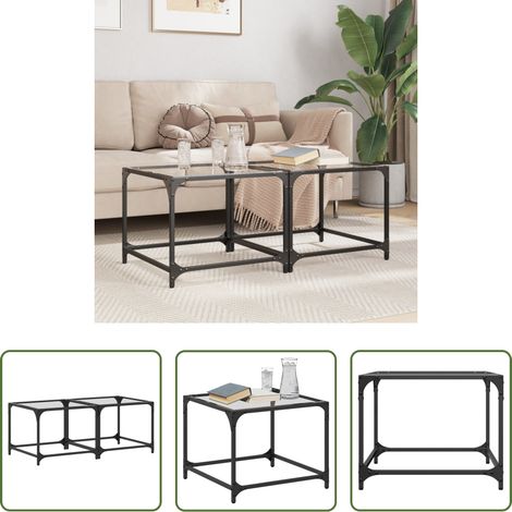Glasplatte - Couchtische mit Glasplatte 2 Stk. Transparent 50x50x40 cm Stahl (1/5)
