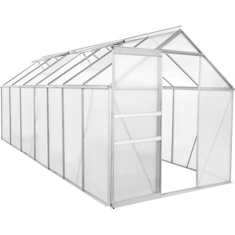 Serra da giardino in policarbonato 430 x 190 x 195 cm "Basilic" - 8,17 m² - Grigio (1/5)