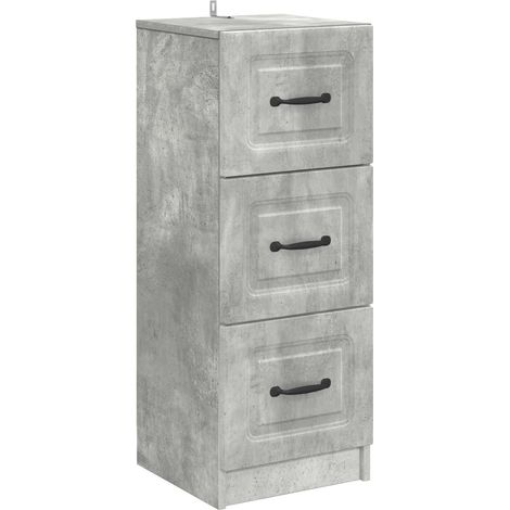vidaXL Mobile con Cassetti Grigio Cemento 33 x 34,5 x 87 cm