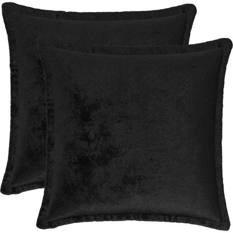 Cushion Cover 2 pcs HOUTEN Black 40 x 40 cm Flannel vidaXL (1/5)