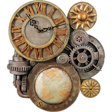 Design Toscano Ingranaggi Steampunk Orologio a Parete Scultura, poliresina, a Colori, Media 43,25 cm (1/5)