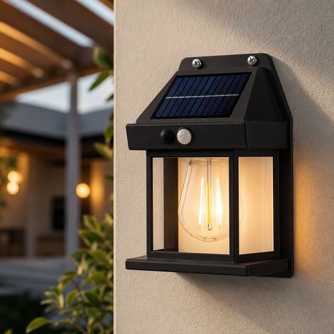 Applique murale solaire LED étanche 2000mAh, lumière chaude, détection de mouvement 5-10m, 3 modes, sans fil pour jardin et extérieur (1/5)