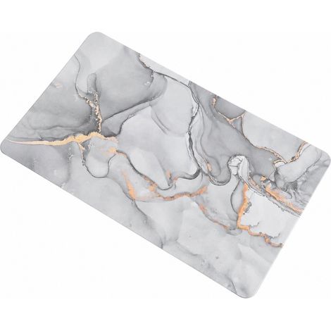 Tapis de bain en diatomite 60 x 90 cm, antidérapant, ultra-absorbant, séchage rapide, gris clair