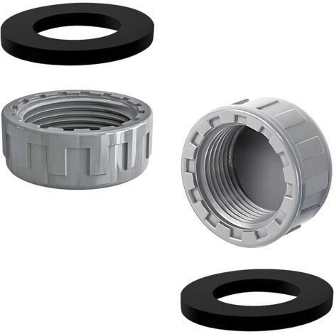 2 Pièces PVC Capuchon de Fermeture, 40mm Tuyau Capuchon, Bouchon Fileté, Bouchon en PVC pour Tuyau D'eau, avec Rondelle (1/5)