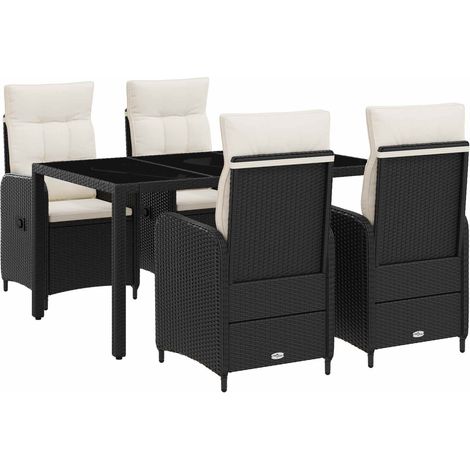 Maison Exclusive - Set da pranzo per esterni 5 pz Nero e Bianco Crema polyrattan (1/5)
