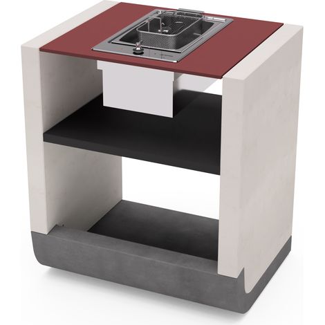 TUOZI - Module de support SUD Électrique pour Barbecue en Béton Préfabriqué (Blanc, Gris, Rouge - 81 x 60 x 60 cm) - Usage Extérieur