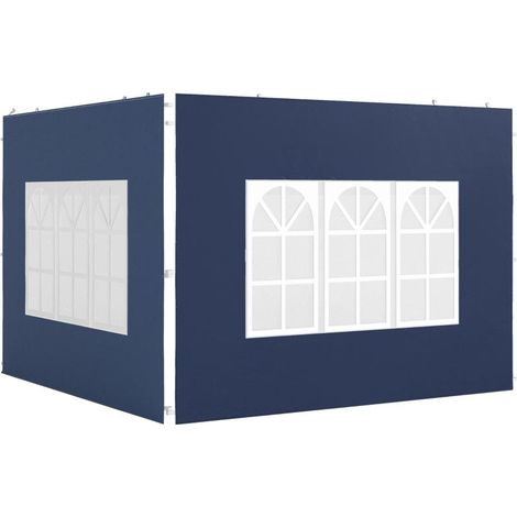 Ensemble de 2 panneaux latéraux pour tonnelles 3x3 et 3x6, étanches, avec fenêtres, bleus