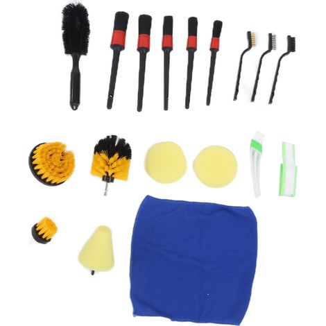 Ensemble de 18 brosses de détail pour le nettoyage des grilles d'aération des pneus et des pare-chocs de voiture. (1/5)