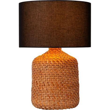 Lampe de table Arrah Ø 35cm - herbiers marins avec calotte noire - 10553/81/73 (1/3)