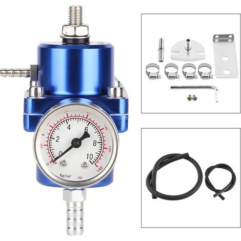 Régulateur de pression de carburant FPR universel en alliage d'aluminium avec manomètre et flexible, réglable 0-140 psi (1/5)