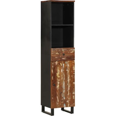 Badschrank 38x33x160 cm Altholz Massivholz