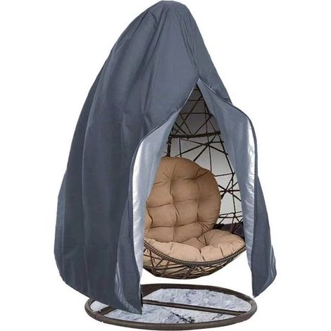 Telo protettivo per sedie sospese, altalene da giardino e mobili da giardino. Impermeabile, con cerniera. 115 x 190 cm. Grigio. (1/5)