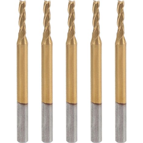 5 Stück 3-schneidiger Flachfräser mit Titanbeschichtung für 3D-Fräs- und Bohrwerkzeuge 3,175 x 2 x 8 x 40