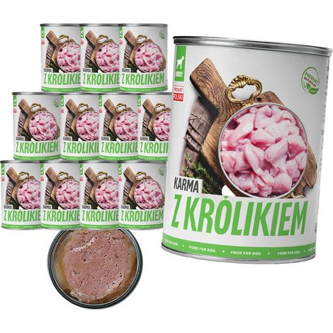 Comida húmeda para perros TufTuf. Carne enlatada con conejo, 12 latas de 400 g. (1/2)