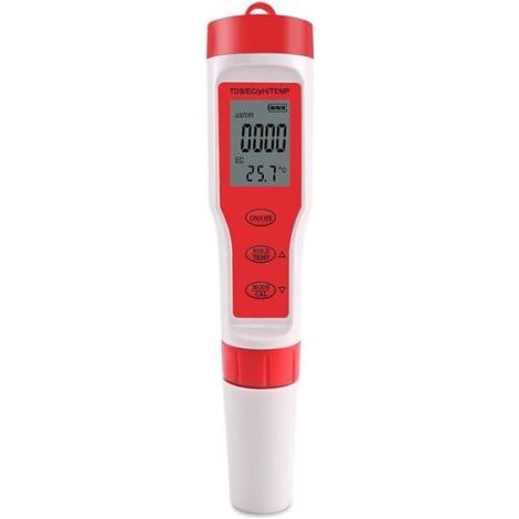 Testeur de pH/TDS/EC/température portable 4 en 1 avec compensation de température et arrêt automatique pour piscines, eau potable et aquariums. (1/4)