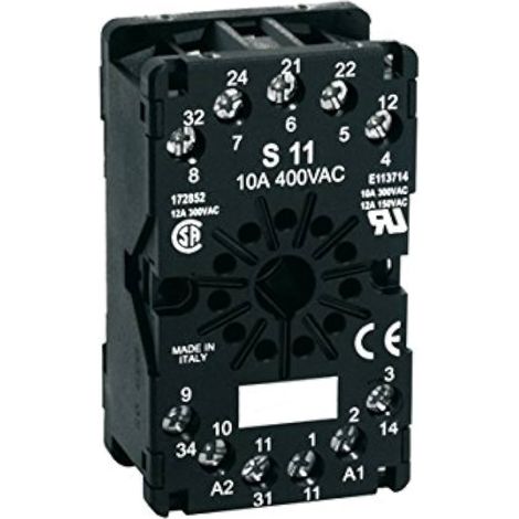 Zoccolo Undecal per il fissaggio a vite o su profilato omega da 35mm dei relè LV2E... CSP2E... attacchi a vite