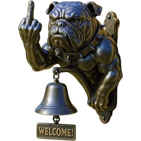 Fun rustic cast iron doorbell with bulldog design (1/5)