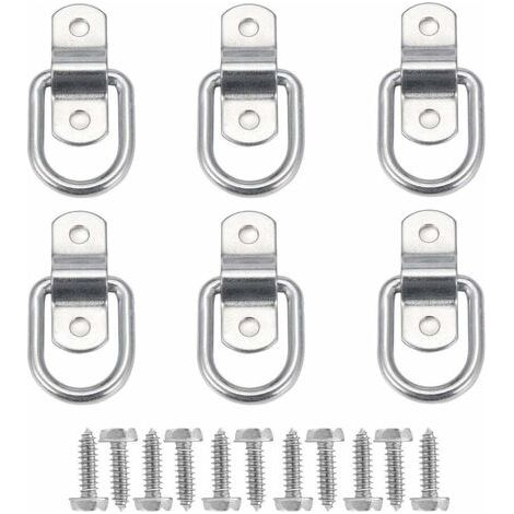 6Pcs D Anneau D'arrimage Anneau d'ancrage de Charge Ancrage de Remorque Anneau D'arrimage Forgé avec 12 Pièces Vis pour Sécuriser la Charge dans Le Camion Remorque
