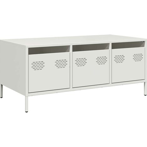 Maison Exclusive - Couchtisch Weiß 101,5x50x43,5 cm Kaltgewalzter