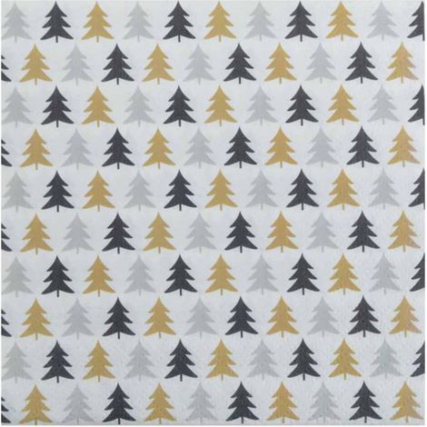 Lot de 20 Serviettes en Papier "Mini Sapins" 33x33cm Multicolore