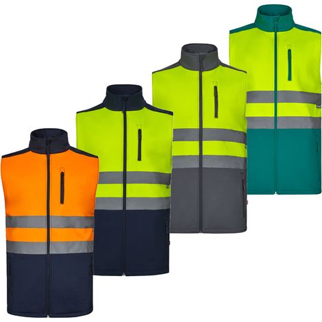 Velilla 305906 AV zweifarbige Warnschutzweste aus Softshell - S -  Blau/Orange