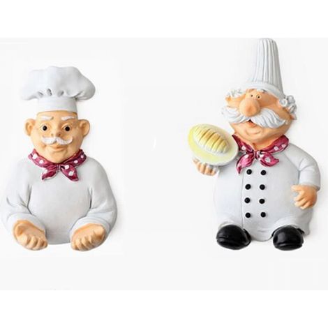 2 Pièces Mignon Chef Résine Crochets, Autocollants Porte-serviettes Crochet Adhésif Imperméable Crochets Muraux Cintres (1/5)