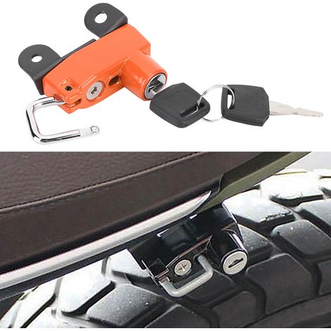Crochet antivol pour casque compatible avec les modèles Ducati Scrambler 400/800 (2015+) - Modification moto (Orange) (1/5)