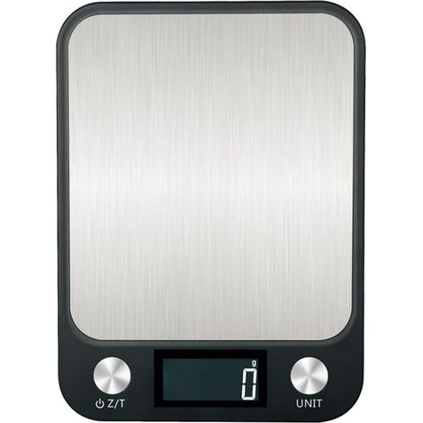Digitale Küchenwaage, schwarze Küchenwaage, Multifunktionswaage, 10 kg/1 g, zum Kochen und Backen, Edelstahl (1/4)