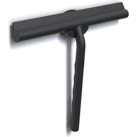 Shower Squeegee Streak-Free Cleaning for Glass Door, Bathroom Squeegee with Holder-21cm Black, Silicone Squeegee for Car Window, Mirror etc - Magnetic Hook