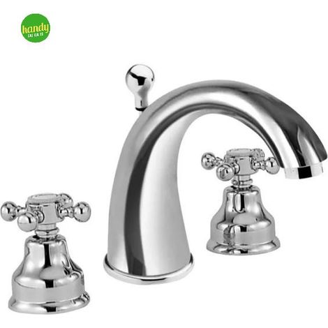 Rubinetto batteria lavabo 3 fori cromato con manopole serie anais scarico 11/4" EURORAMA (1/2)