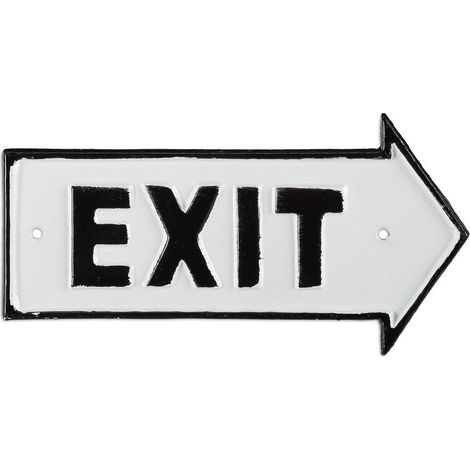3x Panneau Exit, Flèche droite, Fonte fer, Blanc noir, Décoration mur porte (1/5)