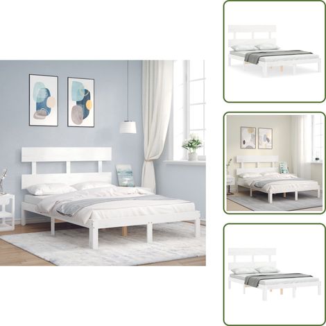 Cama de pino - vidaXL Estructura de cama sin colchón madera de pino blanca 120x200 cm - Cama de madera blanca