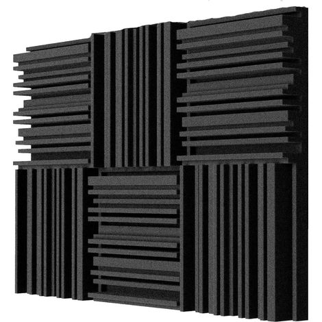 Set of 6 Foam Acoustic Panels 30 x 30 x 5 cm – High Density 3D Sound Absorbing Panels for Studio, Office and Wall Decoration - Without Adhesive Backing (1/5)