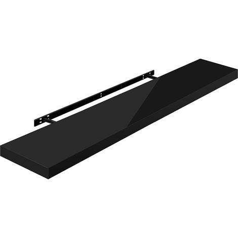 Woltu – Étagère murale flottante en MDF noir 110x22cm – Charge max 15kg – Installation par perçage – RG9483SZ (1/4)