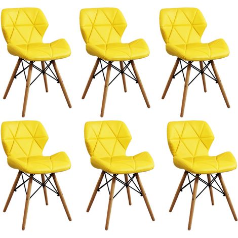 Set Di 6 Sedie Da Cucina Moderna Di Design In Ecopelle Di Design Similpelle Stile Moderno Gambe In Legno Per Sala Da Pranzo, Cm 41x49x71 H (1/5)