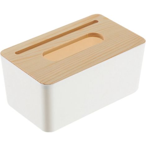 Lot en bois amovible pour boîte à mouchoirs en plastique, support de rangement pour maison voiture bureau (rectangulaire)