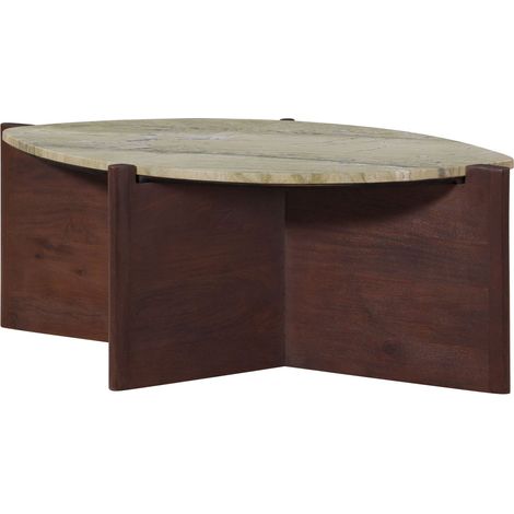 Couchtisch Akazie 85x50x31 braun lackiert / Marmor beige ORGANIC COLLECTION 28 (1/4)