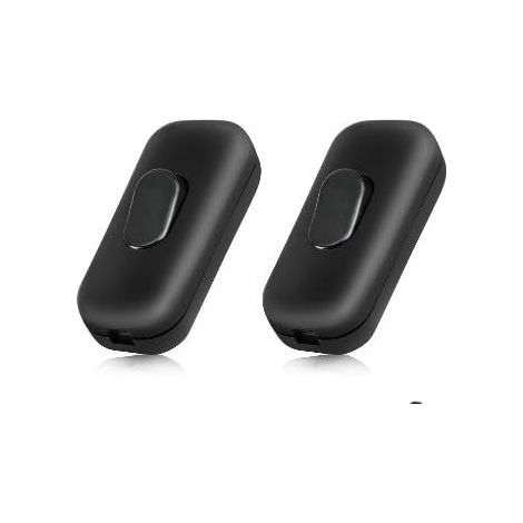 Set of 2 Black Torpedo Light Switches, 6A 250V Bi-Pole Rocker Switches, Suitable for Small Appliances, Desk and Bedside Lamps (1/5)