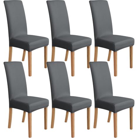 Set mit 6 Stretchbezügen für Esszimmerstühle, 48 x 48 x 70 Zentimeter, dunkelgrau