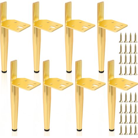 Wolketon 8pcs mobili piedi gambe regolabili metallo 130 mm gamba regolabile oro (1/5)