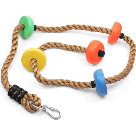 2 m Kletterseil mit Fußplatten – Hängeschaukel – Ninja-Seil – Zubehör (1/5)