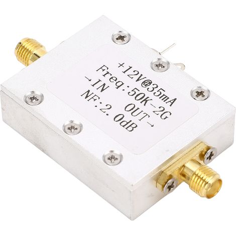 Breitbandverstärker 50 kHz–2 GHz, rauscharm (31 dB), hohe Verstärkung, 9–15 V DC, Zubehör (1/5)