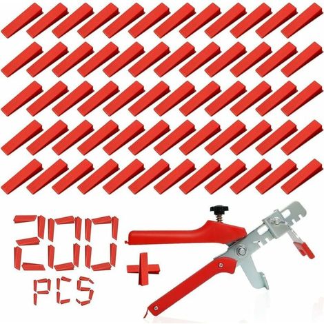 ZVD Kit de Système de Nivellement Leveller de Carrelage pour Outils de Construction de Murs en Céramique (200 Cales + 1 Pince) (1/4)
