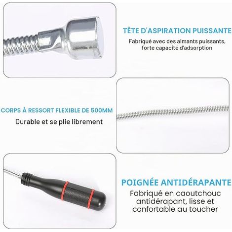 Flexible Magnetic Pick Up Tool Portable Foldable Magnetic Grip Strong Flexible Magnetic Bar for Grabbing Small Parts Metal Objects (1/4)