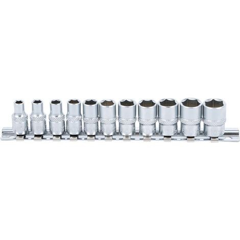 Douilles 6 Pans - Acier Chrome Vanadium - Compatible Clé Carrée 1/4 Pouces - 11 Pièces - 3/16 À 1/2 Pouces (1/4)