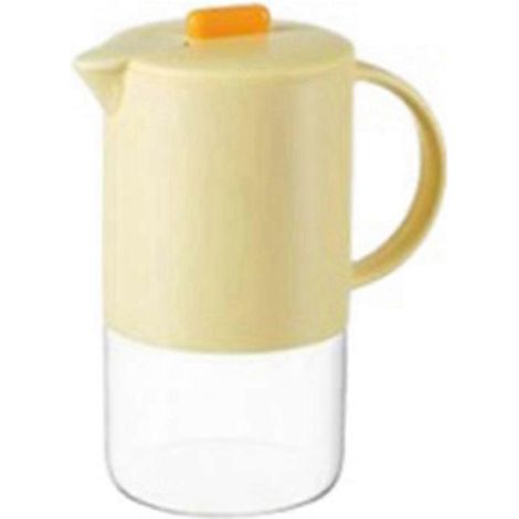 Carafe à eau en verre avec couvercle, cafetière de cuisine 1500 ml, jaune (1/5)