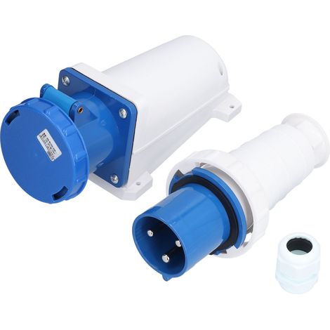 Connecteur industriel étanche 3 phases 3 broches 2P+E 220-250V 63A fiche prise câble (1/5)